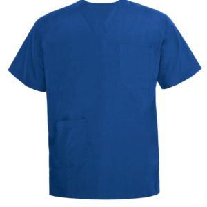 bright blue scrub top